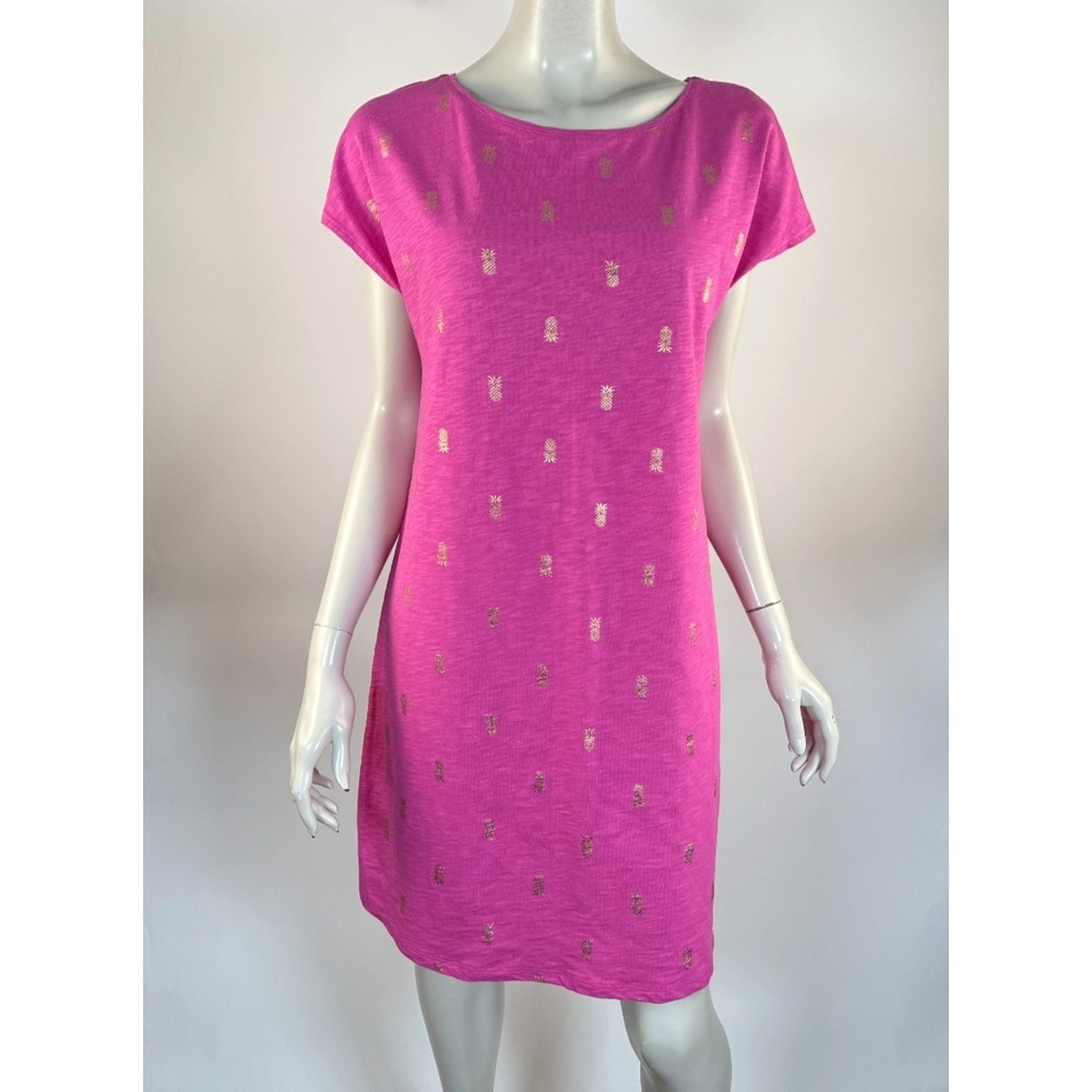 Boden Paulina Shift‎ T-shirt Dress Women 10 NWT Stretch Cotton Pineapple Pink
